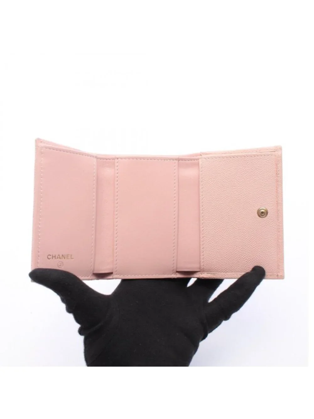 Chanel Trifold Wallet Classic Small Flap Quilted Light Pink Caviar Leather